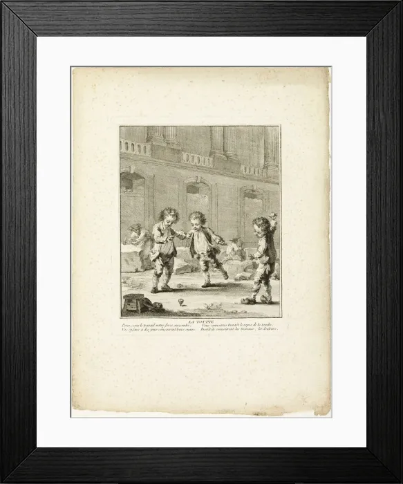 Framed Print : The Top, from The Games of the Urchins of Paris, 1770. Creator: Jean Baptiste Tilliard Framed Print : The Top, from The Games of the Urchins of Paris, 1770. Creator: Jean Baptiste Tilliard
