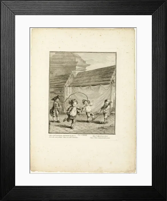 Framed Print : Jump Rope, from The Games of the Urchins of Paris, 1770. Creator: Jean Baptiste Tilliard Framed Print : Jump Rope, from The Games of the Urchins of Paris, 1770. Creator: Jean Baptiste Tilliard