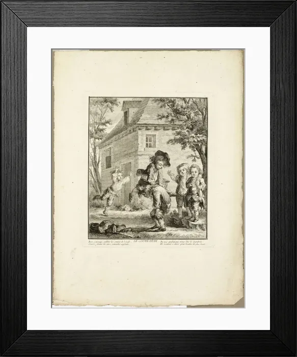 Framed Print : Leap Frog, from The Games of the Urchins of Paris, 1770. Creator: Jean Baptiste Tilliard Framed Print : Leap Frog, from The Games of the Urchins of Paris, 1770. Creator: Jean Baptiste Tilliard