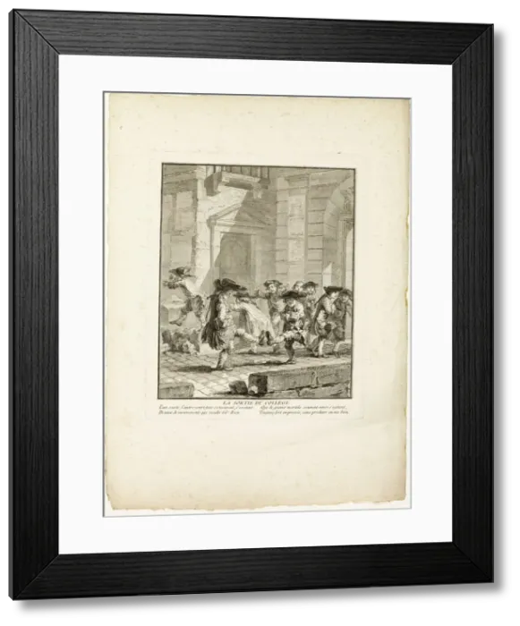 Framed Print : Release from College, from The Games of the Urchins of Paris, 1770. Creator: Jean Baptiste Tilliard Framed Print : Release from College, from The Games of the Urchins of Paris, 1770. Creator: Jean Baptiste Tilliard