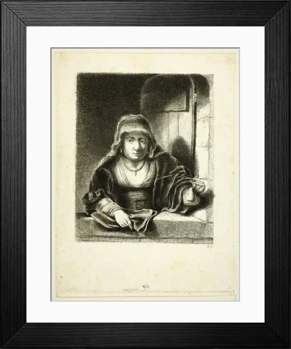 Framed Print : Woman at a Window, 1759. Creator: Jean Pierre Norblin Framed Print : Woman at a Window, 1759. Creator: Jean Pierre Norblin