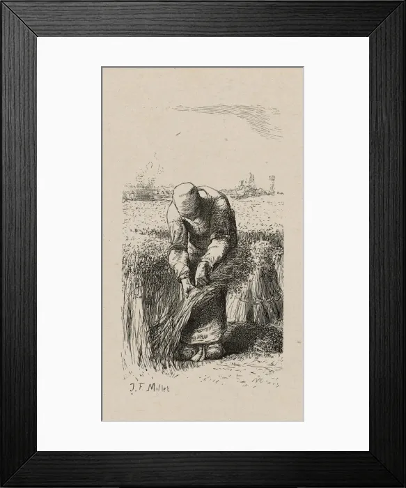 Framed Print : Woman Pulling Flax, 1853, after drawing made in 1852. Creator: Jacques-Adrien Lavieille Framed Print : Woman Pulling Flax, 1853, after drawing made in 1852. Creator: Jacques-Adrien Lavieille