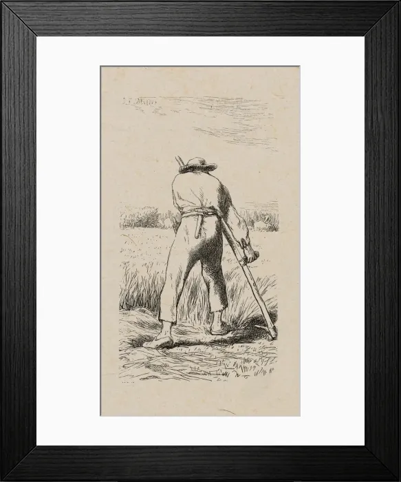 Framed Print : Mower, 1853, after drawing made in 1852. Creator: Jacques-Adrien Lavieille Framed Print : Mower, 1853, after drawing made in 1852. Creator: Jacques-Adrien Lavieille