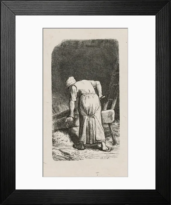 Framed Print : Woman Crushing Flax, 1853, after drawing made in 1852. Creator: Jacques-Adrien Lavieille Framed Print : Woman Crushing Flax, 1853, after drawing made in 1852. Creator: Jacques-Adrien Lavieille