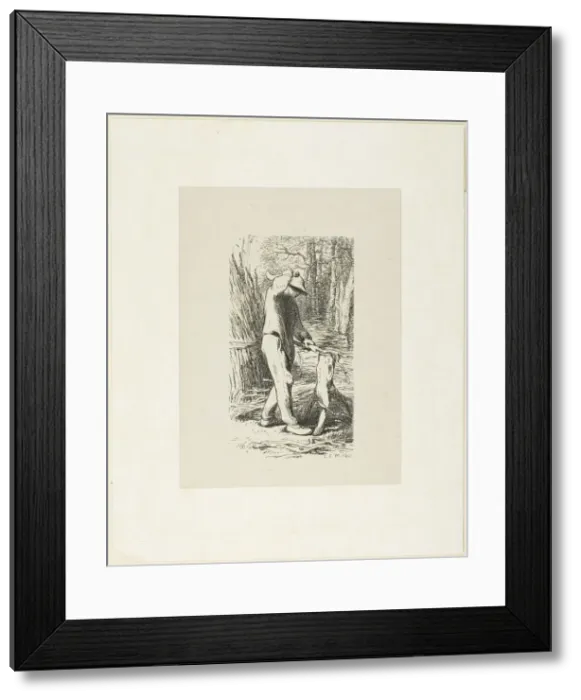Framed Print : Man Making Faggots, 1853, after drawing made in 1852. Creator: Jacques-Adrien Lavieille Framed Print : Man Making Faggots, 1853, after drawing made in 1852. Creator: Jacques-Adrien Lavieille