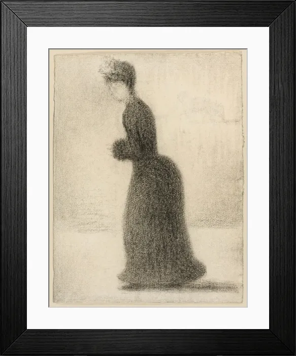 Framed Print : Woman with a Muff, c. 1884. Creator: Georges-Pierre Seurat Framed Print : Woman with a Muff, c. 1884. Creator: Georges-Pierre Seurat