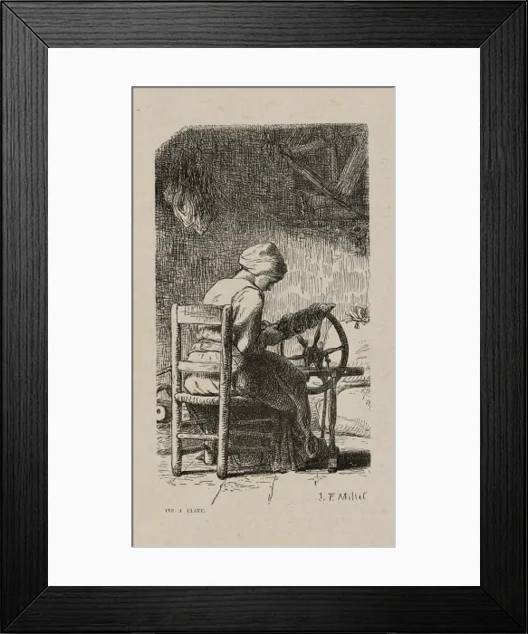 Framed Print : Woman Spinning, 1853, after drawing made in 1852. Creator: Jacques-Adrien Lavieille Framed Print : Woman Spinning, 1853, after drawing made in 1852. Creator: Jacques-Adrien Lavieille