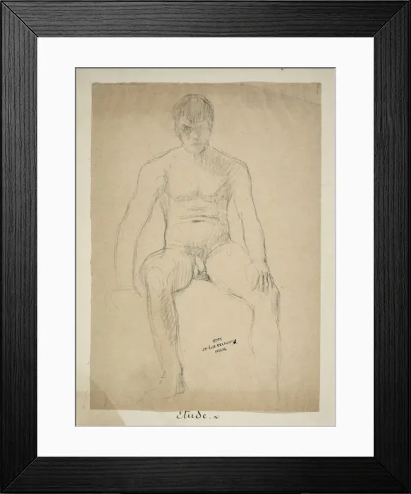 Framed Print : Seated Academic Nude, 1850 / 60. Creator: Jules Elie Delaunay Framed Print : Seated Academic Nude, 1850 / 60. Creator: Jules Elie Delaunay