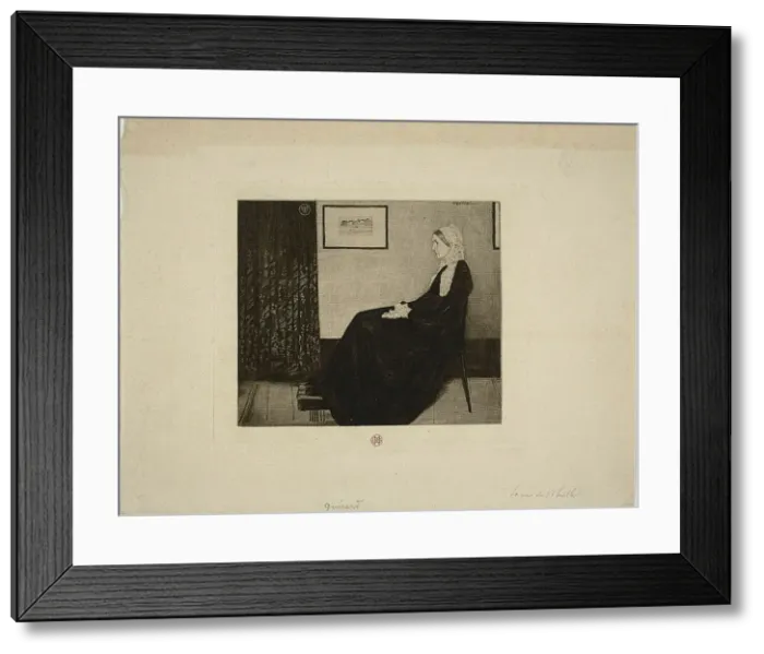 Framed Print : Whistlers Mother, after Whistler, c. 1883. Creator: Henri-Charles Guerard Framed Print : Whistlers Mother, after Whistler, c. 1883. Creator: Henri-Charles Guerard