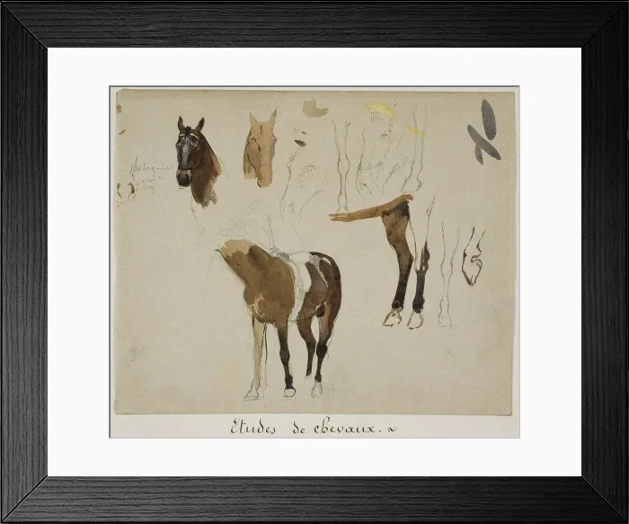 Framed Print : Studies of Horses, n. d. Creator: Jules Elie Delaunay Framed Print : Studies of Horses, n. d. Creator: Jules Elie Delaunay