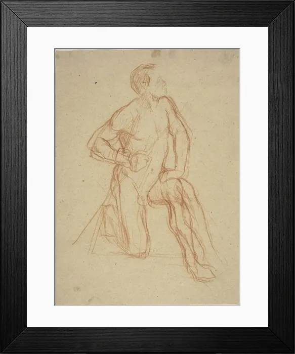 Framed Print : Male Figure Kneeling, c. 1874. Creator: Jules Elie Delaunay Framed Print : Male Figure Kneeling, c. 1874. Creator: Jules Elie Delaunay