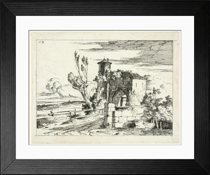 Framed Print : Landscape with Old Gateway, 1779-97. Creator: Louis Gabriel Moreau Framed Print : Landscape with Old Gateway, 1779-97. Creator: Louis Gabriel Moreau