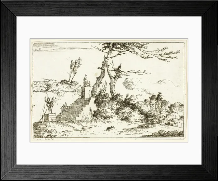 Framed Print : Landscape with Classical Statue, 1779 / 97. Creator: Louis Gabriel Moreau Framed Print : Landscape with Classical Statue, 1779 / 97. Creator: Louis Gabriel Moreau