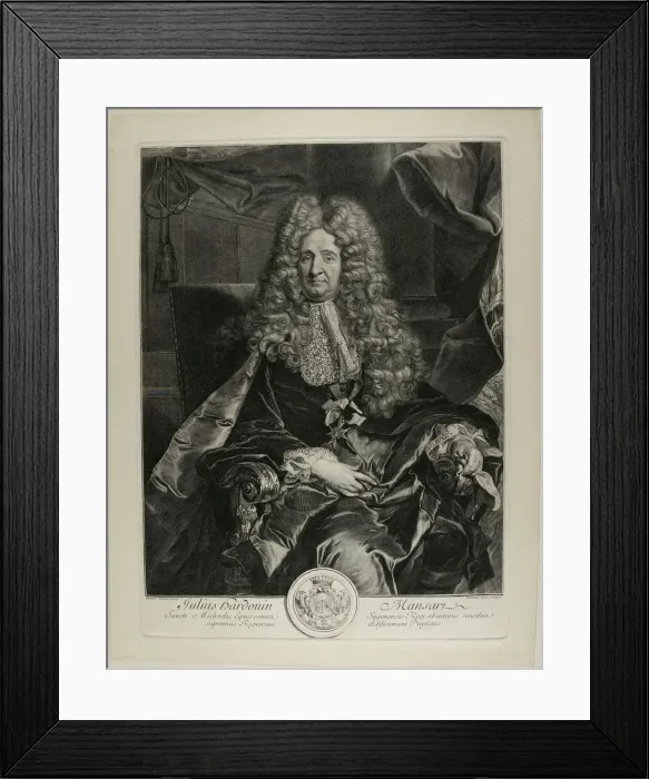 Framed Print : Jules Hardouin Mansart, 1704. Creator: Gerard Edelinck Framed Print : Jules Hardouin Mansart, 1704. Creator: Gerard Edelinck
