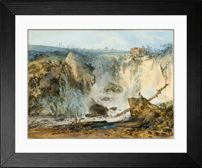 Framed Print : Waterfall, 1788. Creator: Louis Gabriel Moreau Framed Print : Waterfall, 1788. Creator: Louis Gabriel Moreau