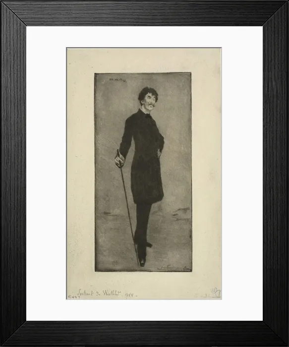 Framed Print : Portrait of Whistler, c. 1888. Creator: Henri-Charles Guerard Framed Print : Portrait of Whistler, c. 1888. Creator: Henri-Charles Guerard