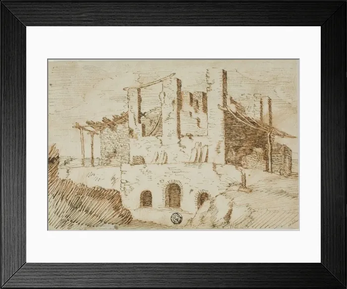 Framed Print : Ruins with Farm Shed, c. 1600. Creator: Unknown Framed Print : Ruins with Farm Shed, c. 1600. Creator: Unknown