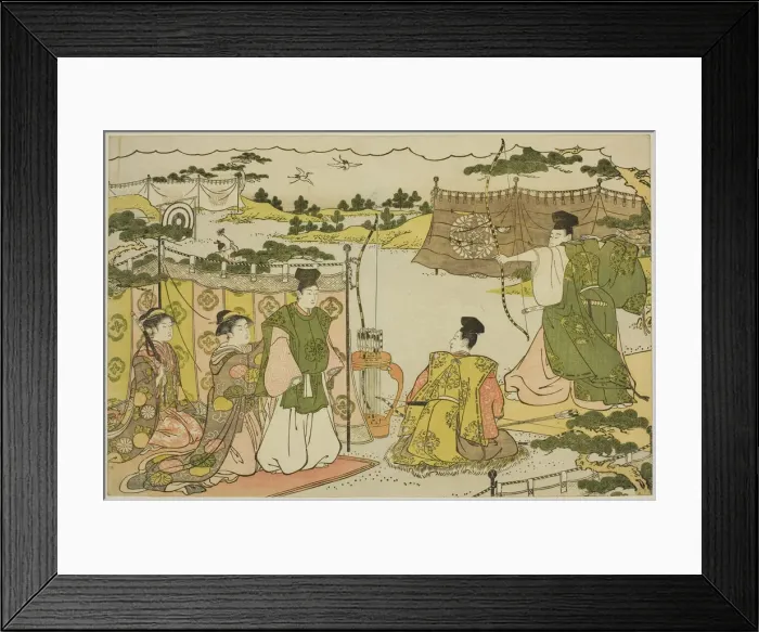 Framed Print : The First Archery Practice of the New Year (Yumi hajime), from the illustrated book... c. 1787. Creator: Torii Kiyonaga Framed Print : The First Archery Practice of the New Year (Yumi hajime), from the illustrated book... c. 1787. Creator: Torii Kiyonaga