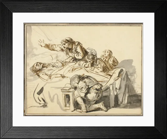 Framed Print : Women and Children Mourning a Dead Man, 1778. Creator: Jean-Baptiste Greuze Framed Print : Women and Children Mourning a Dead Man, 1778. Creator: Jean-Baptiste Greuze
