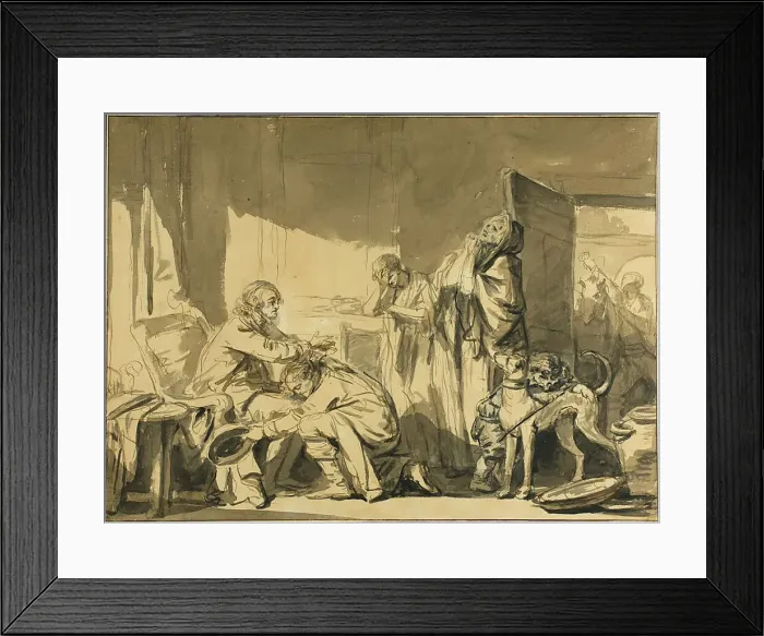 Framed Print : The Paternal Blessing, or The Departure of Basile, c. 1769. Creator: Jean-Baptiste Greuze Framed Print : The Paternal Blessing, or The Departure of Basile, c. 1769. Creator: Jean-Baptiste Greuze