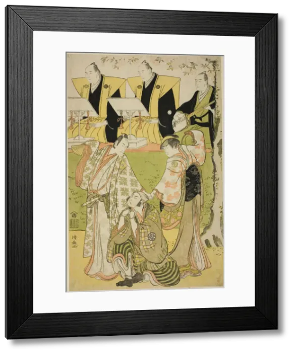 Framed Print : The Actors Ichikawa Monnosuke II as Munesada, Segawa Kikunojo III as the courtesan Sumizom... 1784. Creator: Torii Kiyonaga Framed Print : The Actors Ichikawa Monnosuke II as Munesada, Segawa Kikunojo III as the courtesan Sumizom... 1784. Creator: Torii Kiyonaga