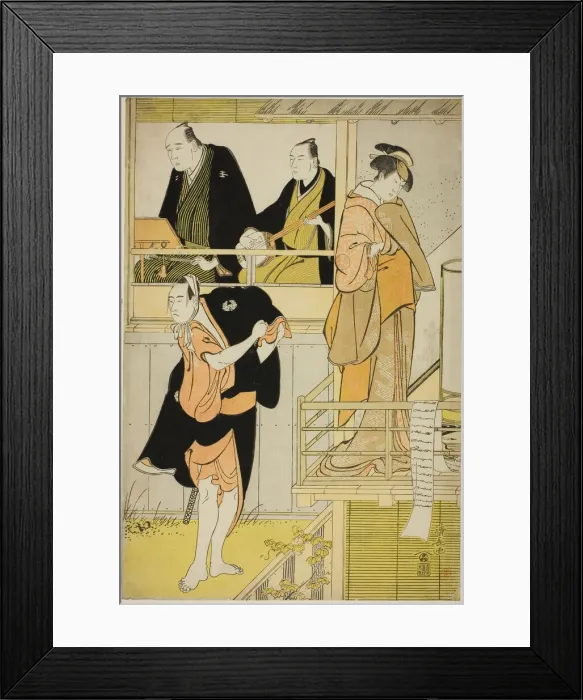 Framed Print : The Actors Nakamura Riko I as Tanbaya Otsuma and Ichikawa Yaozo III as Furuteya Hachirobei... 1785. Creator: Torii Kiyonaga