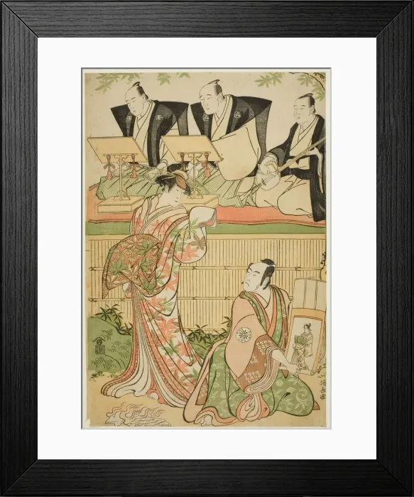 Framed Print : The Actors Matsumoto Koshiro IV as Ukita Sakingo and Sawamura Sojuro III as the ghost of t... 1788. Creator: Torii Kiyonaga Framed Print : The Actors Matsumoto Koshiro IV as Ukita Sakingo and Sawamura Sojuro III as the ghost of t... 1788. Creator: Torii Kiyonaga