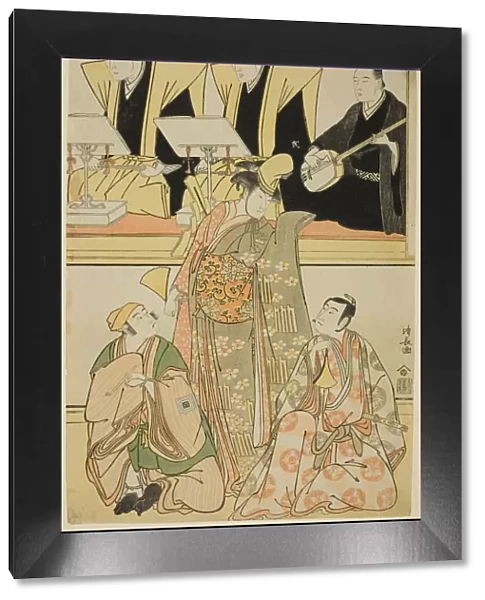 The Actors Nakayama Kojuro VI (Nakamura Nakazo I) as Chidori, Sawamura Sojuro III as Shige... 1785. Creator: Torii Kiyonaga