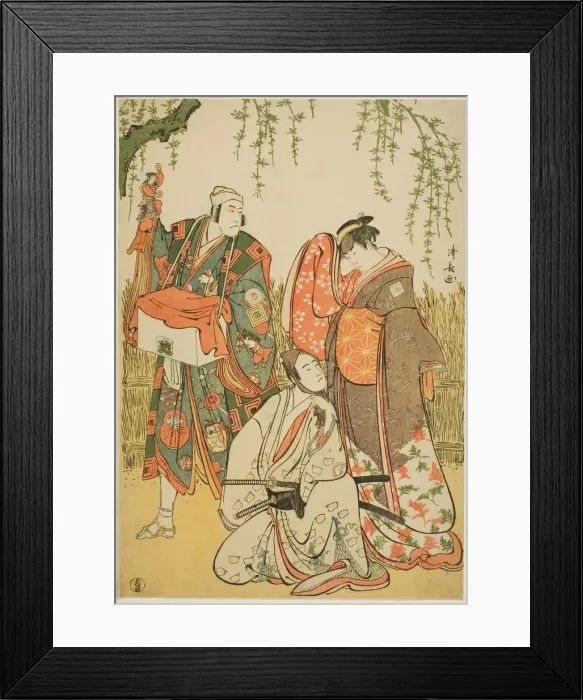 Framed Print : The Actors Ichikawa Yaozo III as Shiragiku, Ichikawa Danjuro V as the puppeteer Dekurokube... 1785. Creator: Torii Kiyonaga Framed Print : The Actors Ichikawa Yaozo III as Shiragiku, Ichikawa Danjuro V as the puppeteer Dekurokube... 1785. Creator: Torii Kiyonaga