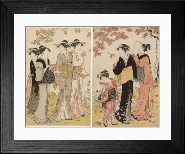 Framed Print : Beauties Under a Maple Tree, from the series A Collection of Contemporary Beauties of... c. 1784. Creator: Torii Kiyonaga Framed Print : Beauties Under a Maple Tree, from the series A Collection of Contemporary Beauties of... c. 1784. Creator: Torii Kiyonaga