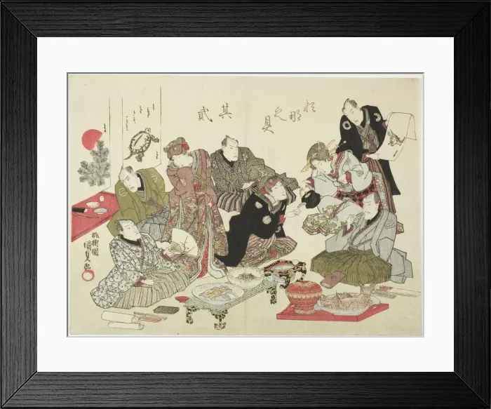 Framed Print : Second Illustration of Calligraphy and Painting Party on the Upper Floor of the Manpachiro... 1827. Creator: Utagawa Kunisada