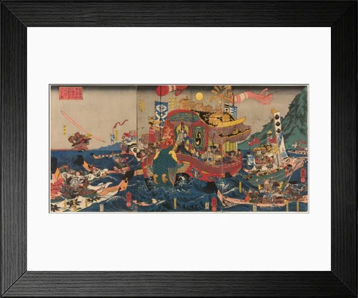 Framed Print : The Utter Defeat of the Taira Clan in the Great Genpei War at Akama Bay in Nagato... c. 1845. Creator: Utagawa Kuniyoshi Framed Print : The Utter Defeat of the Taira Clan in the Great Genpei War at Akama Bay in Nagato... c. 1845. Creator: Utagawa Kuniyoshi