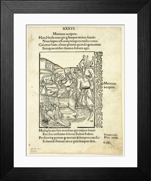 Framed Print : Raising Loans from Navis Stultifera (Ship of Fools), Plate 24 from Woodcuts from... 1929. Creators: Master of the Bergmann Press, Johann Bergmann von Olpe, Sebastian Brant, Wilhelm Ludwig Schreiber Framed Print : Raising Loans from Navis Stultifera (Ship of Fools), Plate 24 from Woodcuts from... 1929. Creators: Master of the Bergmann Press, Johann Bergmann von Olpe, Sebastian Brant, Wilhelm Ludwig Schreiber