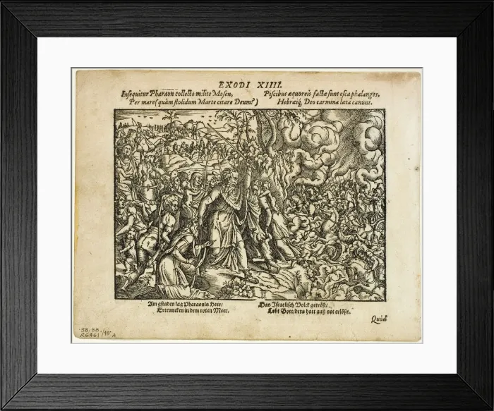 Framed Print : The Passage of the Red Sea (recto) and The Burial of Jacob (verso) from Neuwe... 1937. Creators: Jost Ammon, Max Geisberg Framed Print : The Passage of the Red Sea (recto) and The Burial of Jacob (verso) from Neuwe... 1937. Creators: Jost Ammon, Max Geisberg