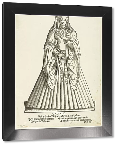 Vidua Senensis in Hetruria (Widow of Siena in Tuscany) from H. Weigels Trachtenbuch... 1937. Creators: Jost Ammon, Max Geisberg, Hans Weigel