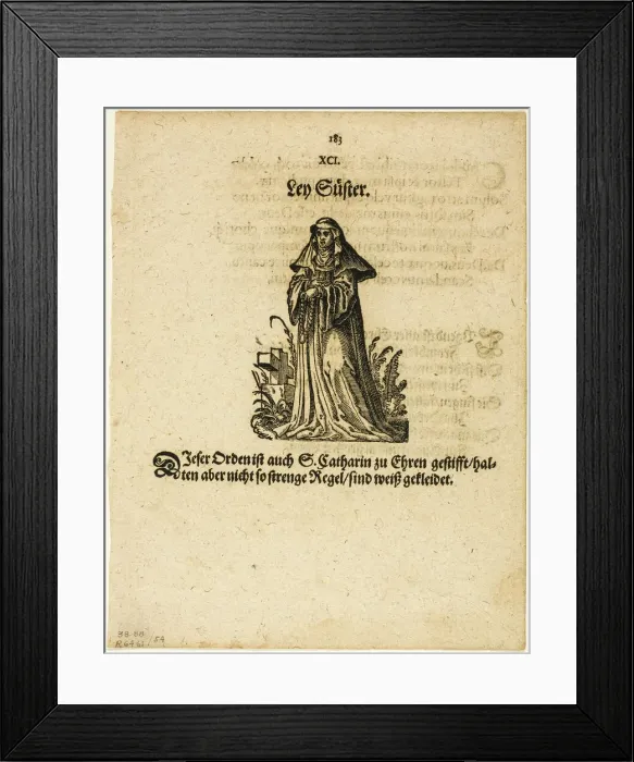 Framed Print : Ley Süster (Lay Sister) from Stand und Orden, plate 54 from Woodcuts from Books... 1937. Creators: Jost Ammon, Max Geisberg Framed Print : Ley Süster (Lay Sister) from Stand und Orden, plate 54 from Woodcuts from Books... 1937. Creators: Jost Ammon, Max Geisberg