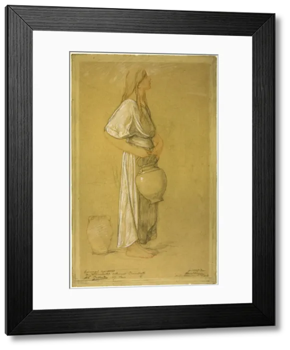 Framed Print : Study: Woman with a Jar, 1887. Creator: Pierre Victor Galland Framed Print : Study: Woman with a Jar, 1887. Creator: Pierre Victor Galland