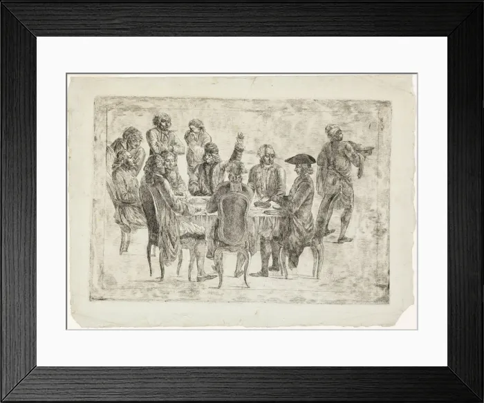 Framed Print : Le Dejeuner de Voltaire aFerney or Le Souper des Philosophes, c. 1773-75. Creator: Unknown