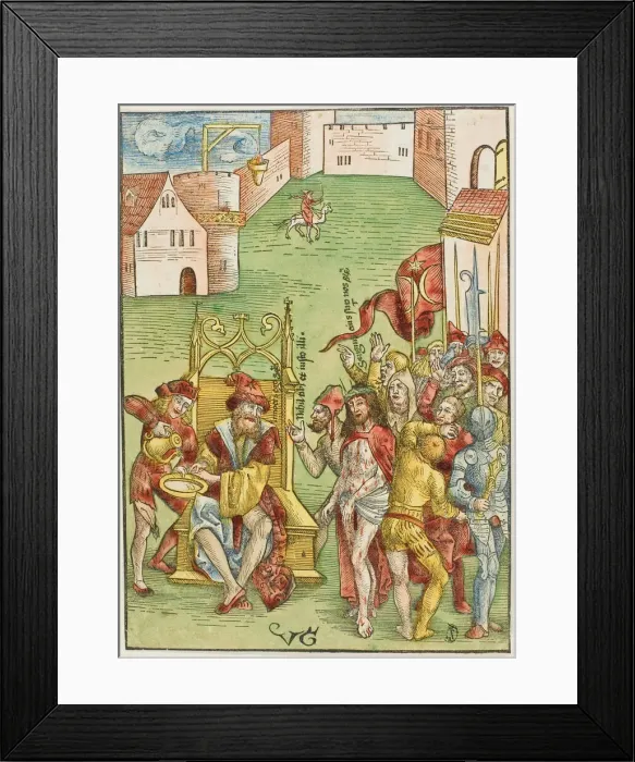 Framed Print : Pilate Washing His Hands, from Passio domini nostri Jesu Christi, c. 1503. Creators: Urs Graf, Johann Knobloch Framed Print : Pilate Washing His Hands, from Passio domini nostri Jesu Christi, c. 1503. Creators: Urs Graf, Johann Knobloch