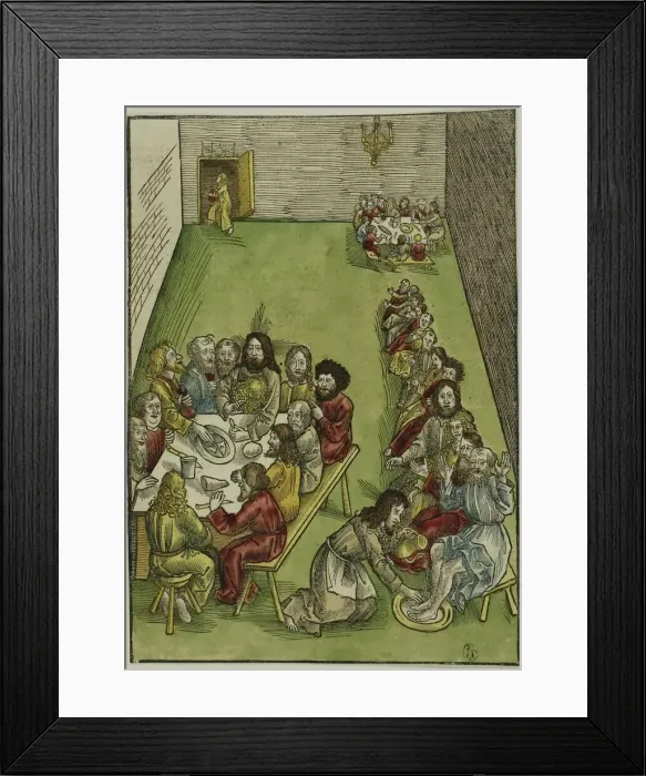 Framed Print : The Last Supper and Christ Washing the Feet of his Disciples, plate nine from Passio... c.1503. Creators: Urs Graf, Johann Knobloch Framed Print : The Last Supper and Christ Washing the Feet of his Disciples, plate nine from Passio... c.1503. Creators: Urs Graf, Johann Knobloch