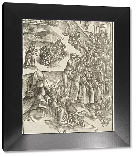 The Agony in the Garden and Christs Arrest, plate ten from Passio domini nostri Jesu... c.1503. Creators: Urs Graf, Johann Knobloch