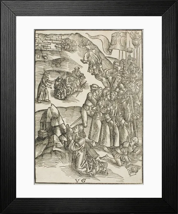 Framed Print : The Agony in the Garden and Christs Arrest, plate ten from Passio domini nostri Jesu... c.1503. Creators: Urs Graf, Johann Knobloch Framed Print : The Agony in the Garden and Christs Arrest, plate ten from Passio domini nostri Jesu... c.1503. Creators: Urs Graf, Johann Knobloch