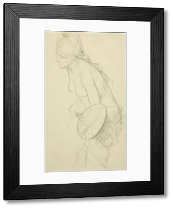 Framed Print : Nude Figure Holding a Fan, n. d. Creator: Unknown Framed Print : Nude Figure Holding a Fan, n. d. Creator: Unknown