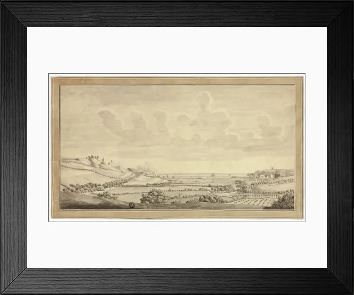 Framed Print : View of Farm Land Near the Sea, c. 1770. Creators: Unknown, M. Venner Framed Print : View of Farm Land Near the Sea, c. 1770. Creators: Unknown, M. Venner