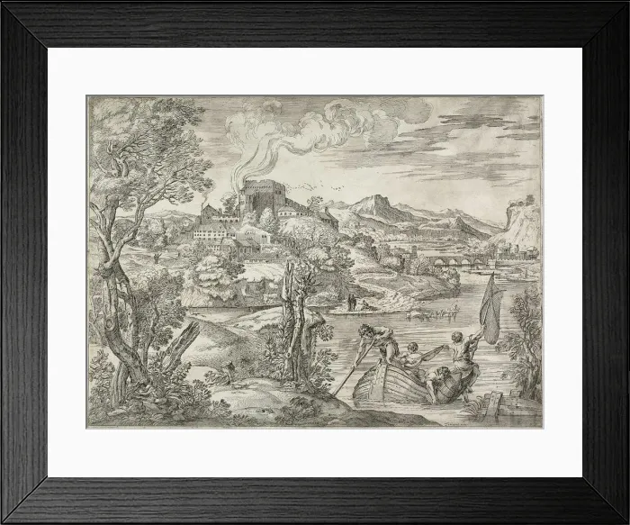Framed Print : Landscape with a Luteplayer, 1627. Creator: Unknown Framed Print : Landscape with a Luteplayer, 1627. Creator: Unknown