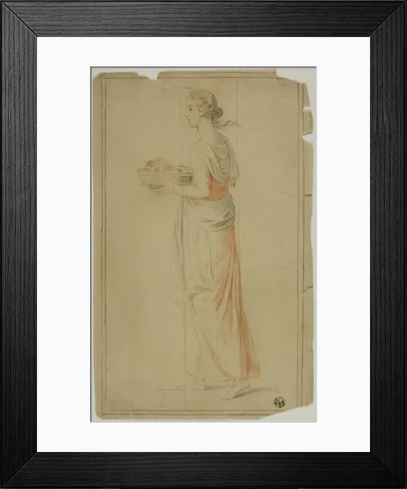 Framed Print : Standing Girl Holding Basket, n. d. Creator: Unknown Framed Print : Standing Girl Holding Basket, n. d. Creator: Unknown