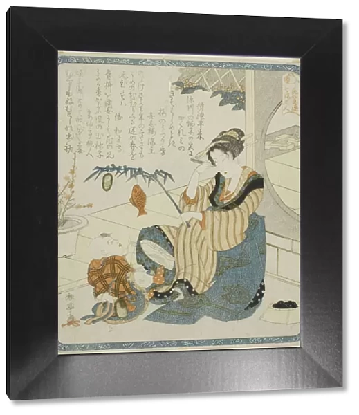 A Woman as Ebisu, from the series 'Seven Women as the Gods of Good Fortune for the... c. 1820. Creator: Katsukawa Shuntei