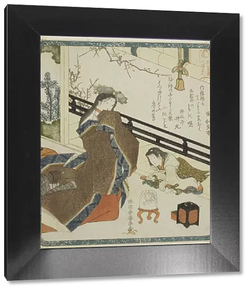 A Court Lady as Daikoku, from the series 'Seven Women as the Gods of Good Fortune... c. 1820. Creator: Katsukawa Shuntei