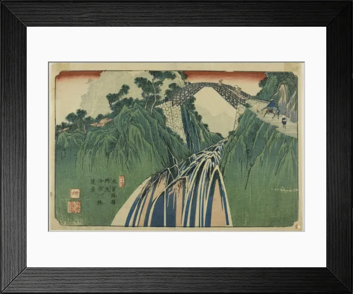 Framed Print : No. 41: Distant View of the Ina River Bridge at Nojiri (Yonjuichi: Noriji Inagawabas... c. 1835 / 36. Creator: Ikeda Eisen) Framed Print : No. 41: Distant View of the Ina River Bridge at Nojiri (Yonjuichi: Noriji Inagawabas... c. 1835 / 36. Creator: Ikeda Eisen)