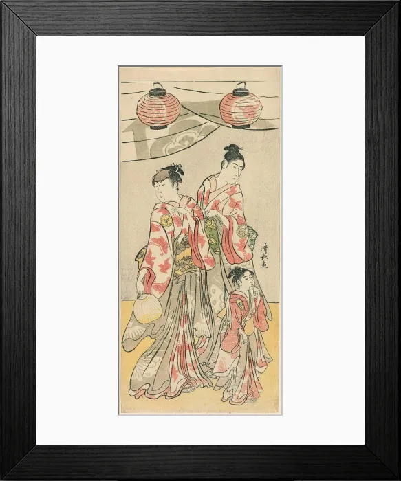 Framed Print : The Actors Yamashita Mangiku, Iwai Hanshiro IV, and Iwai Kumesaburo from a pentaptych of e... 1788. Creator: Torii Kiyonaga Framed Print : The Actors Yamashita Mangiku, Iwai Hanshiro IV, and Iwai Kumesaburo from a pentaptych of e... 1788. Creator: Torii Kiyonaga